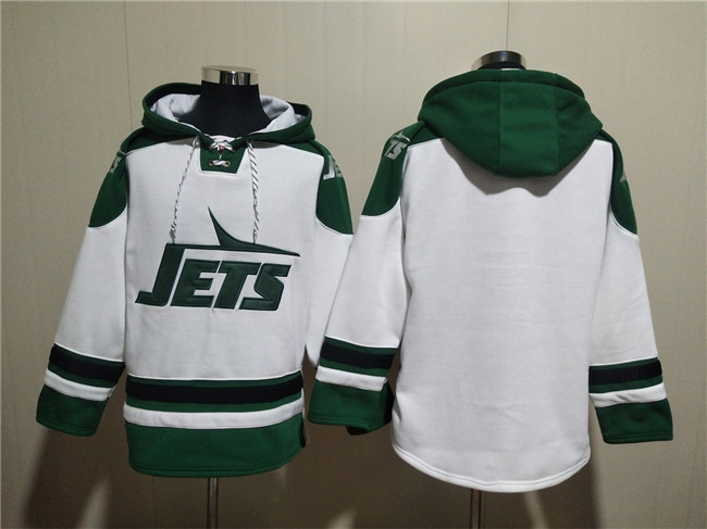 Men's New York Jets Blank White Ageless Must-Have Lace-Up Pullover Hoodie Men's New York Jets Blank White Ageless Must-Have Lace-Up Pullover Hoodie